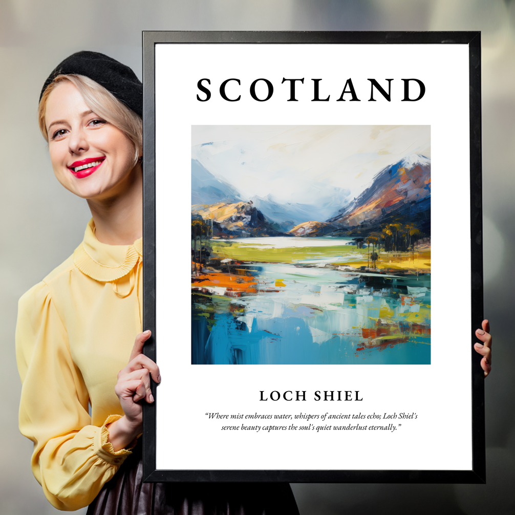 Person holding a poster of Loch Shiel