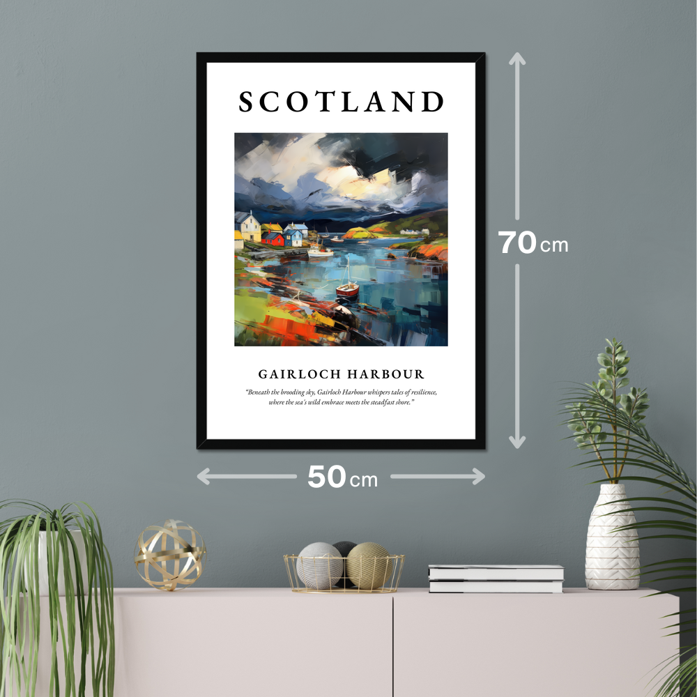 Poster of Gairloch Harbour hanging on a wall