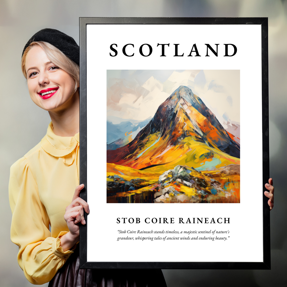 Person holding a poster of Stob Coire Raineach