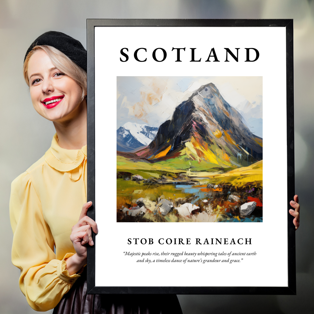 Person holding a poster of Stob Coire Raineach