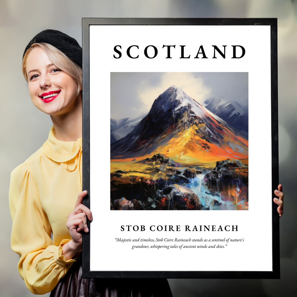 Person holding a poster of Stob Coire Raineach