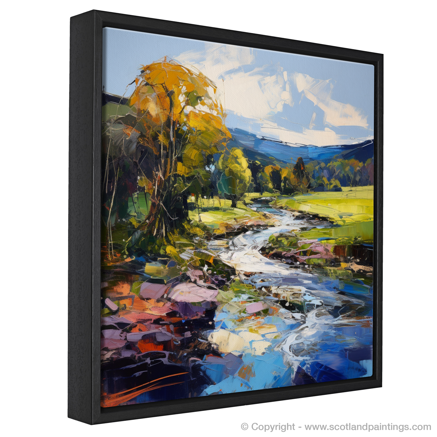 Painting and Art Print of River Deveron, Aberdeenshire entitled "Majestic Deveron: An Expressionist Ode to Aberdeenshire's River Gem".