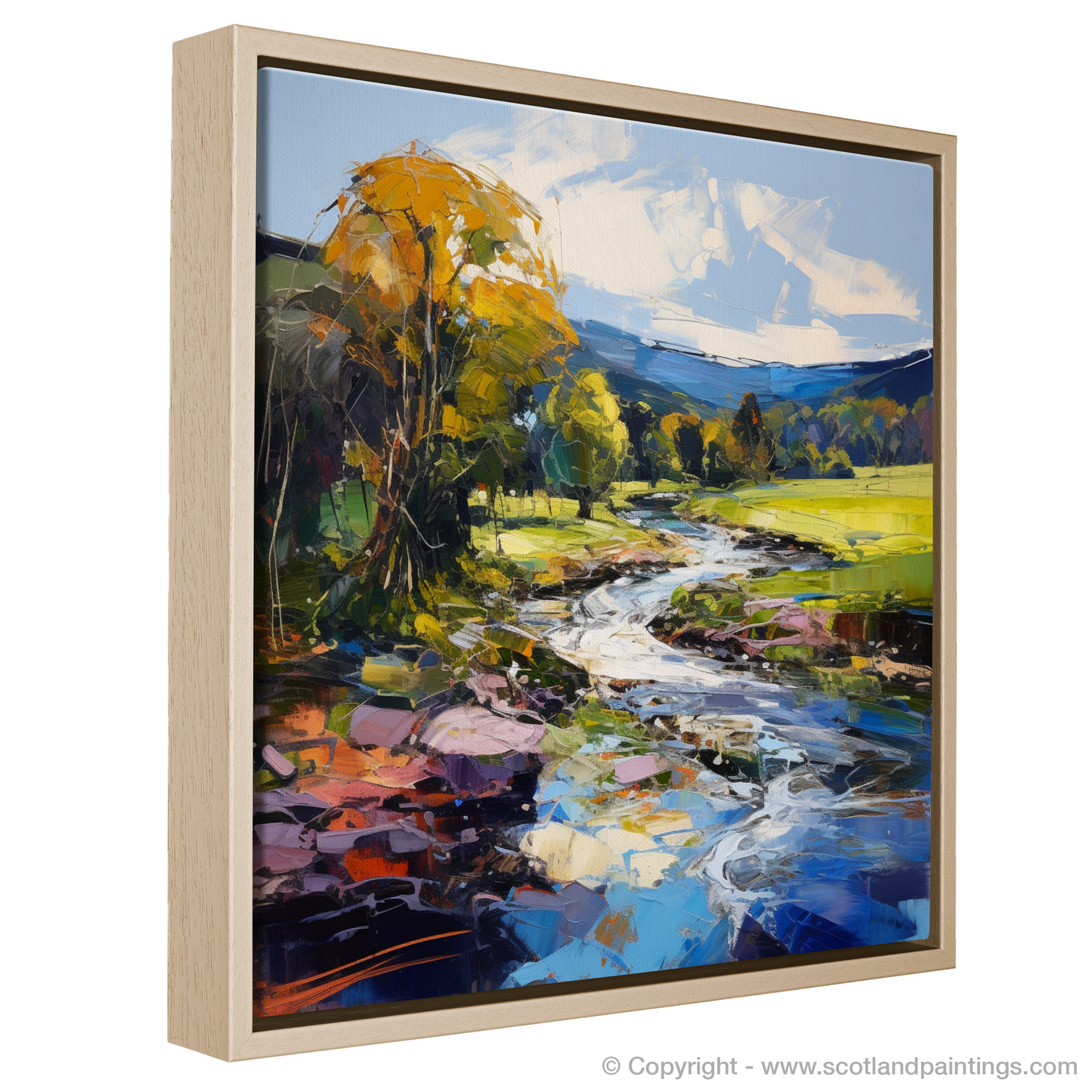 Painting and Art Print of River Deveron, Aberdeenshire entitled "Majestic Deveron: An Expressionist Ode to Aberdeenshire's River Gem".