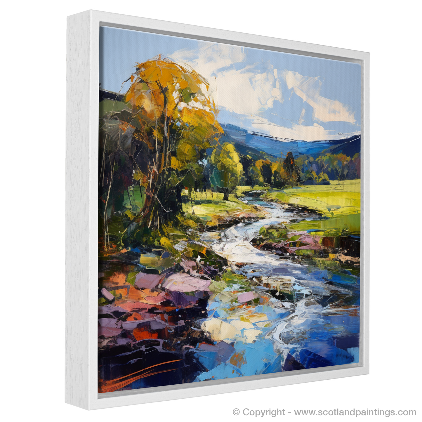 Painting and Art Print of River Deveron, Aberdeenshire entitled "Majestic Deveron: An Expressionist Ode to Aberdeenshire's River Gem".