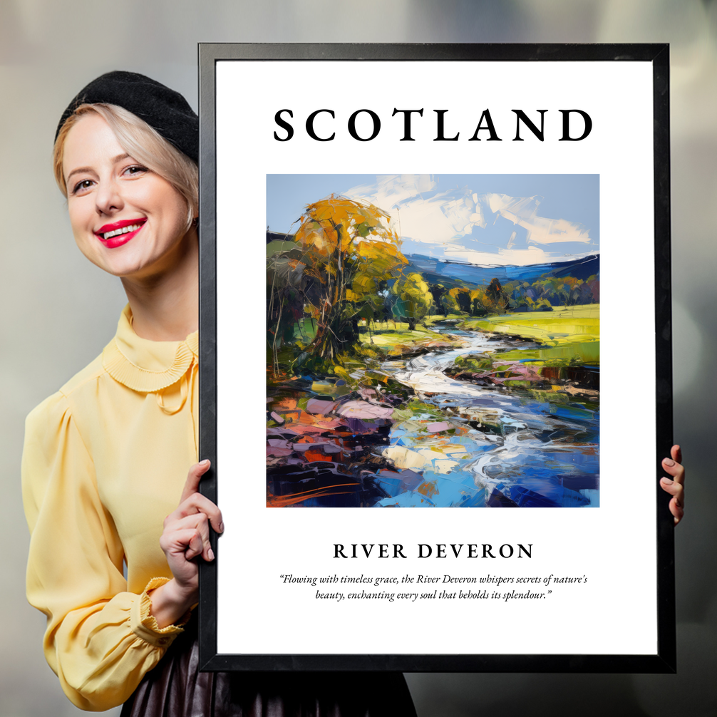 Person holding a poster of River Deveron