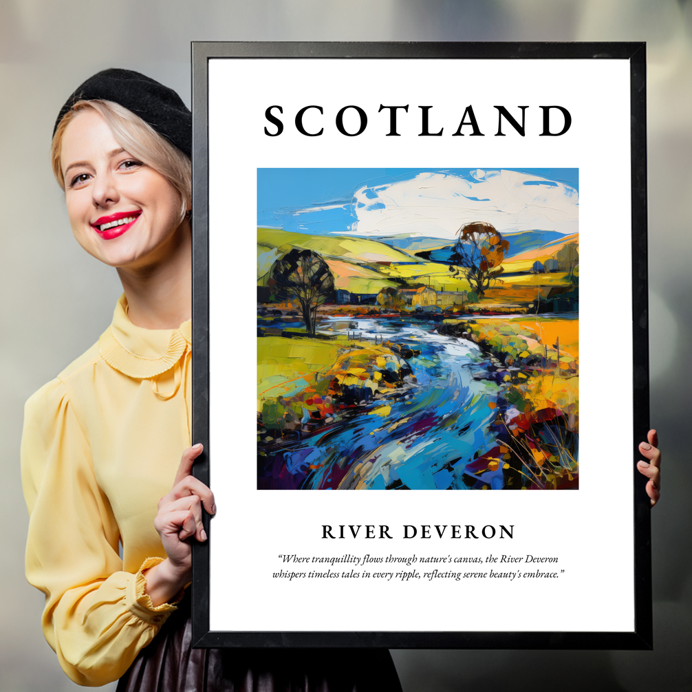 Person holding a poster of River Deveron