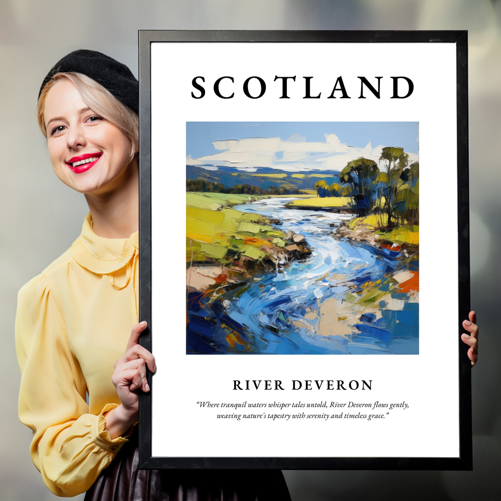 Person holding a poster of River Deveron