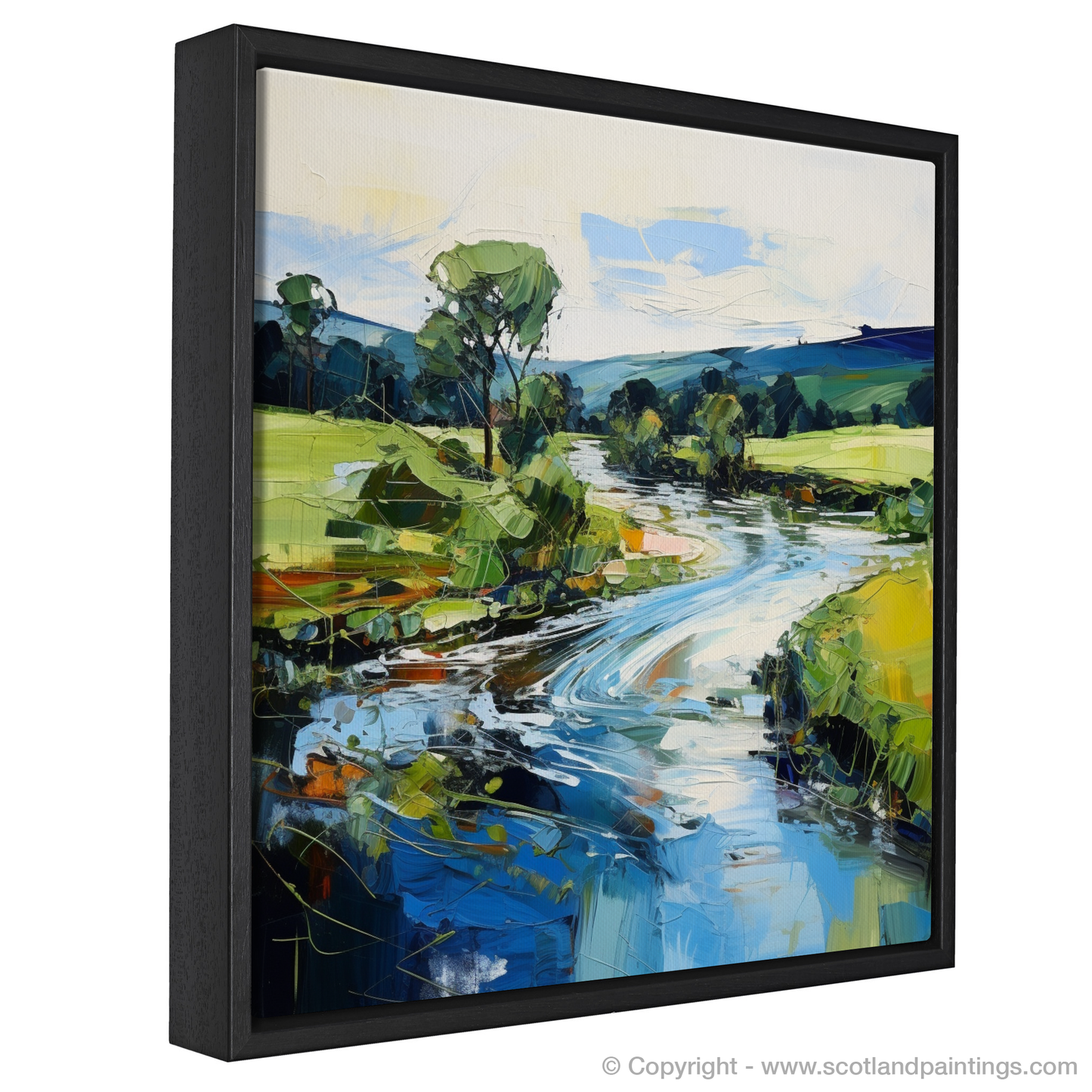 Painting and Art Print of River Deveron, Aberdeenshire entitled "Dance of the Deveron: An Expressionistic Journey Through Aberdeenshire's Wilderness".