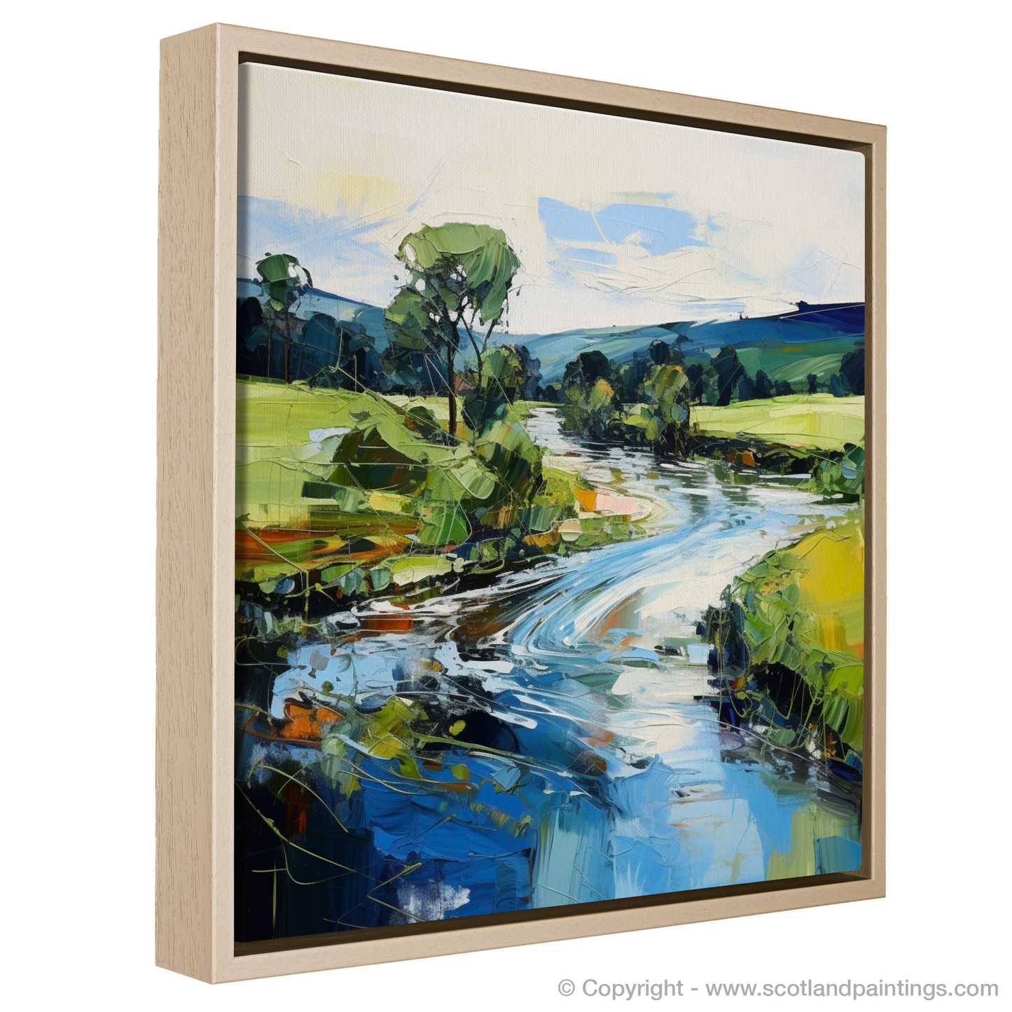 Painting and Art Print of River Deveron, Aberdeenshire entitled "Dance of the Deveron: An Expressionistic Journey Through Aberdeenshire's Wilderness".