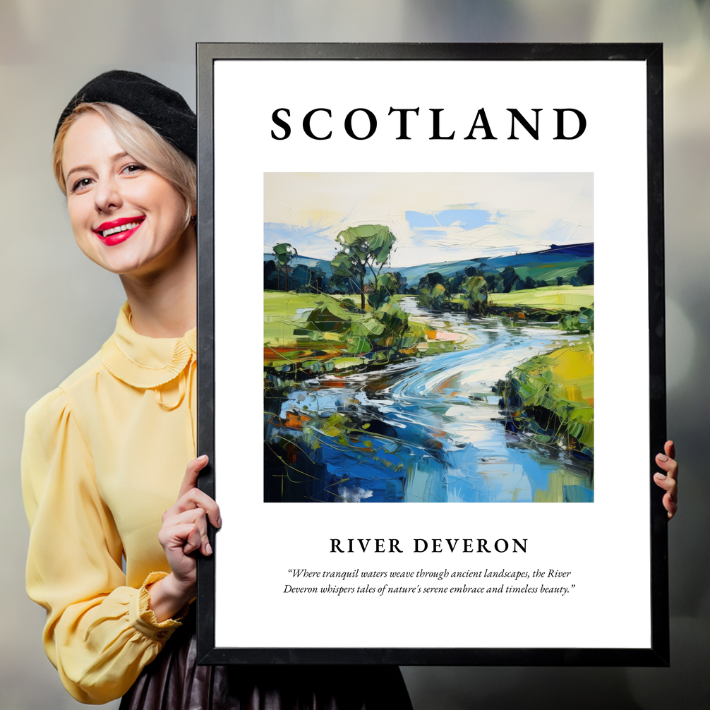 Person holding a poster of River Deveron