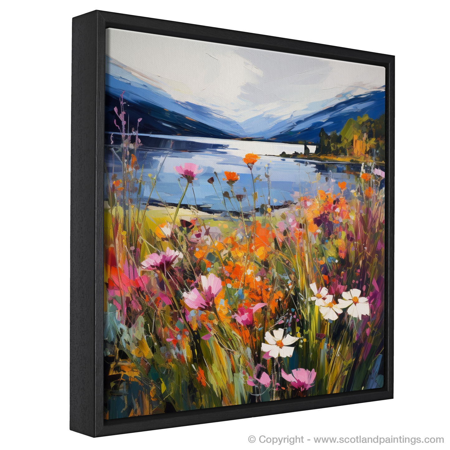 Painting and Art Print of Wildflowers by Loch Lomond entitled "Wildflowers Dance by Loch Lomond".