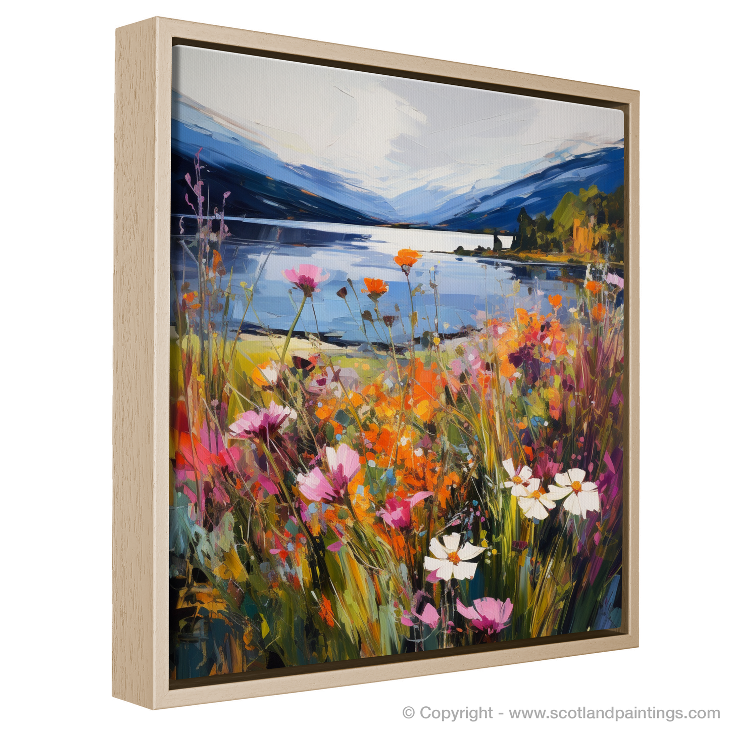 Painting and Art Print of Wildflowers by Loch Lomond entitled "Wildflowers Dance by Loch Lomond".