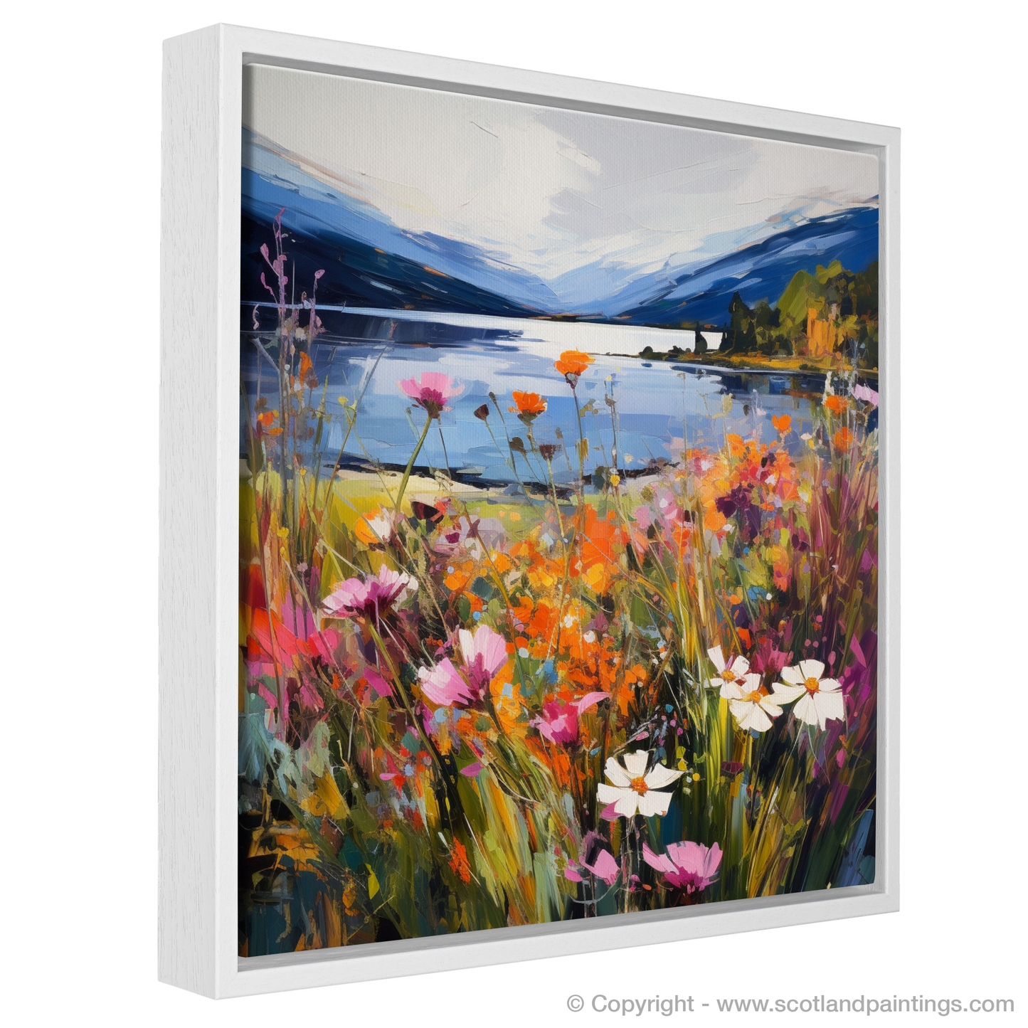 Painting and Art Print of Wildflowers by Loch Lomond entitled "Wildflowers Dance by Loch Lomond".