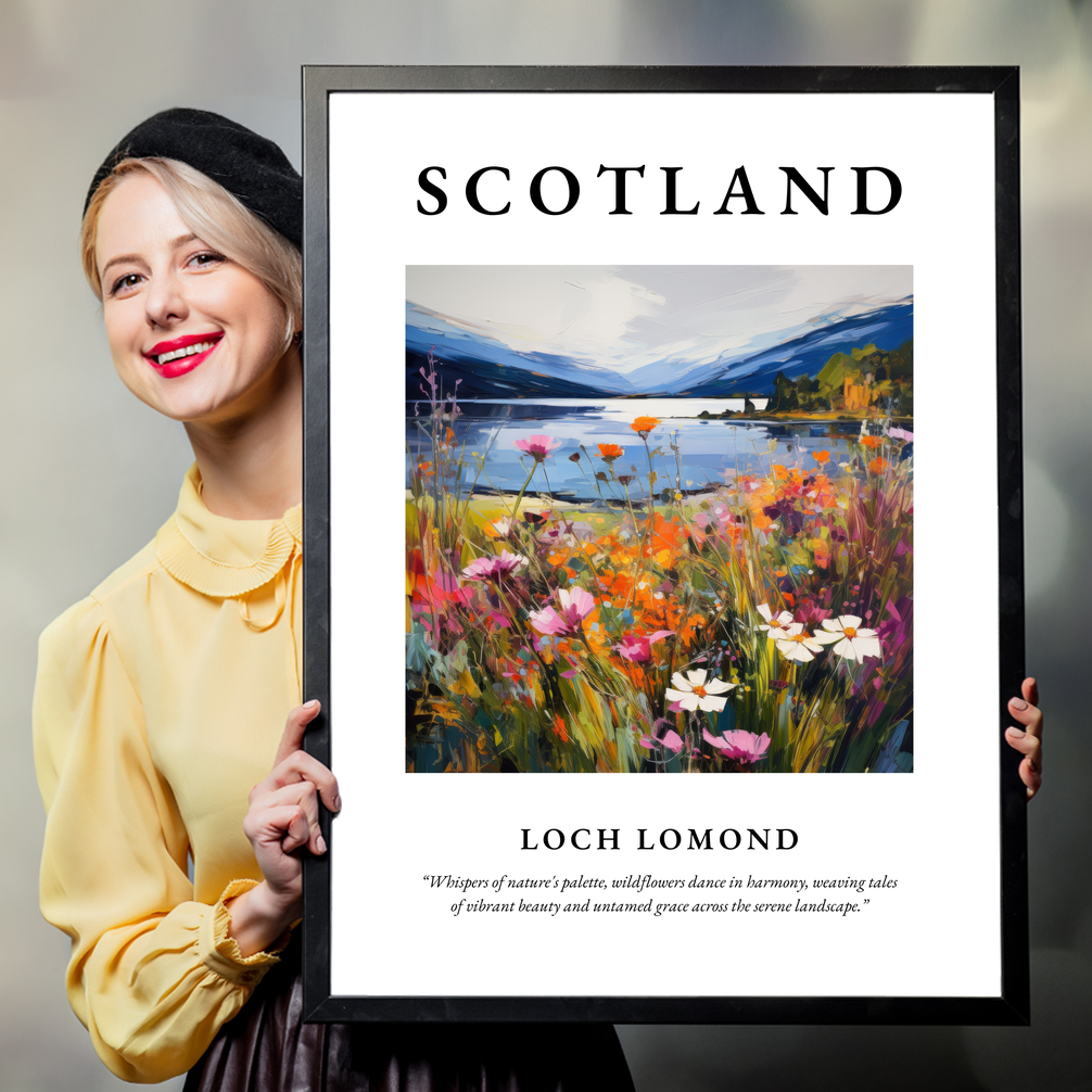 Person holding a poster of Loch Lomond