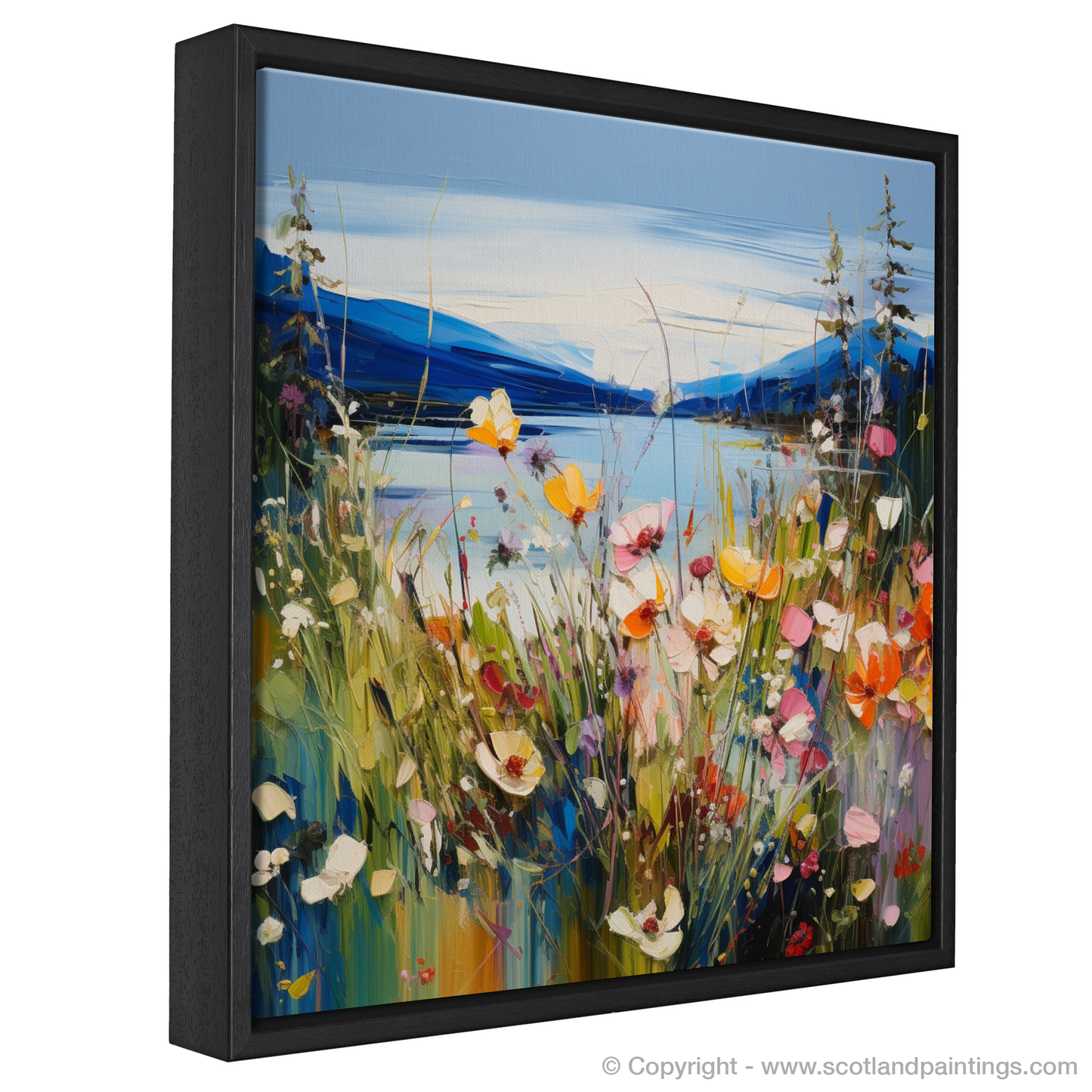 Painting and Art Print of Wildflowers by Loch Lomond entitled "Wildflowers Dance by Loch Lomond".