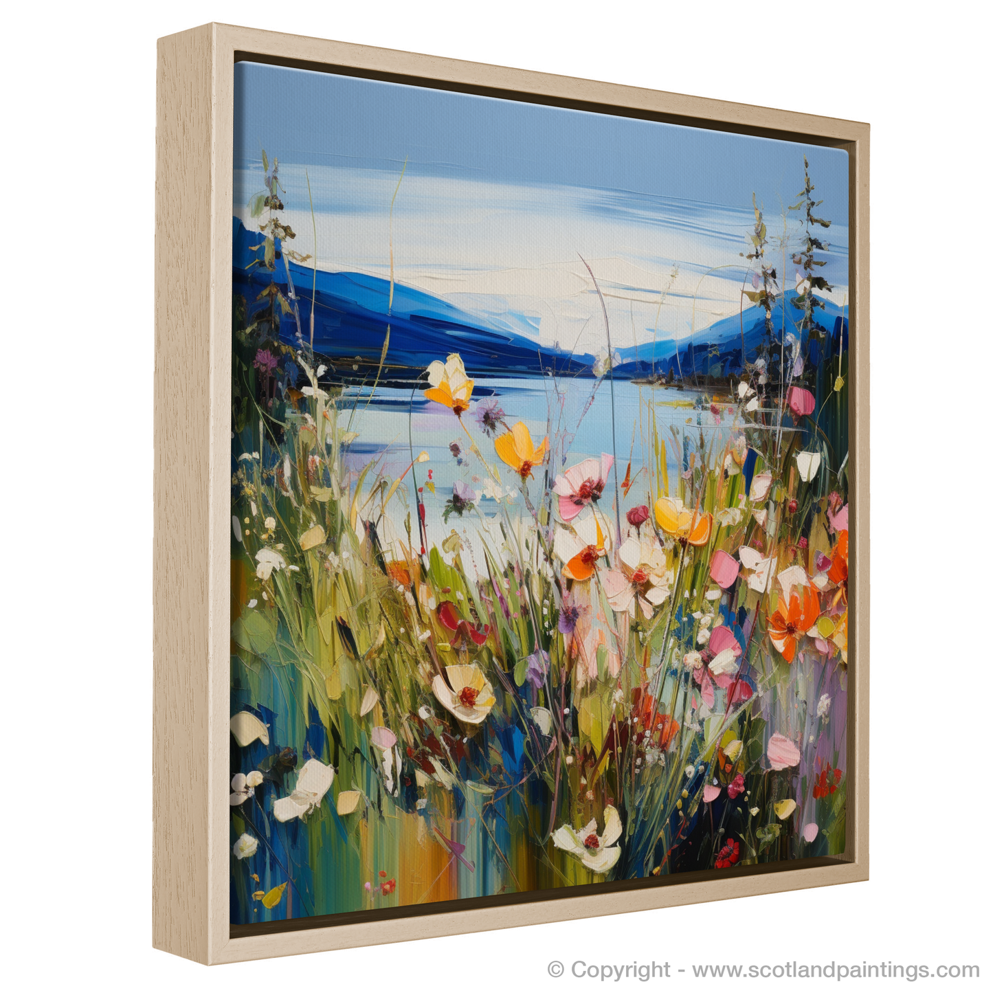 Painting and Art Print of Wildflowers by Loch Lomond entitled "Wildflowers Dance by Loch Lomond".