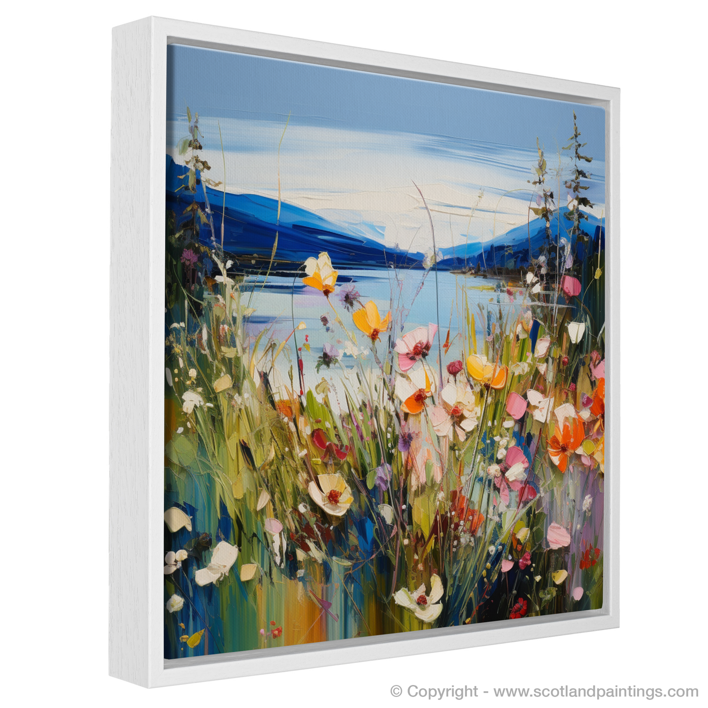 Painting and Art Print of Wildflowers by Loch Lomond entitled "Wildflowers Dance by Loch Lomond".