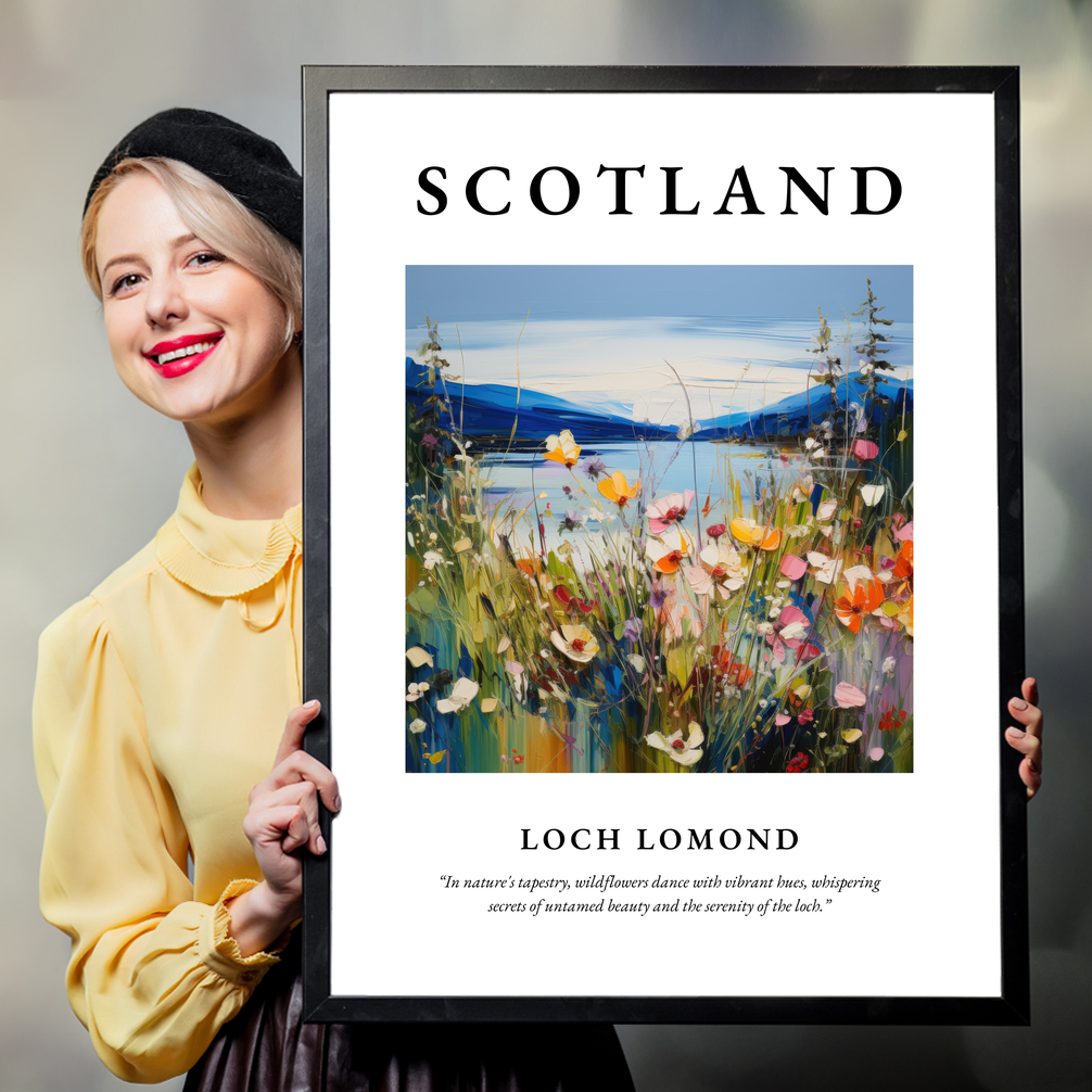 Person holding a poster of Loch Lomond