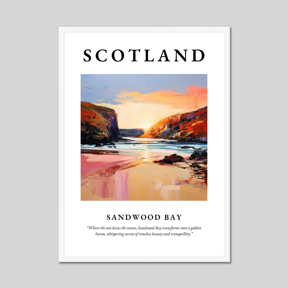 Poster in a white frame with the word Scotland