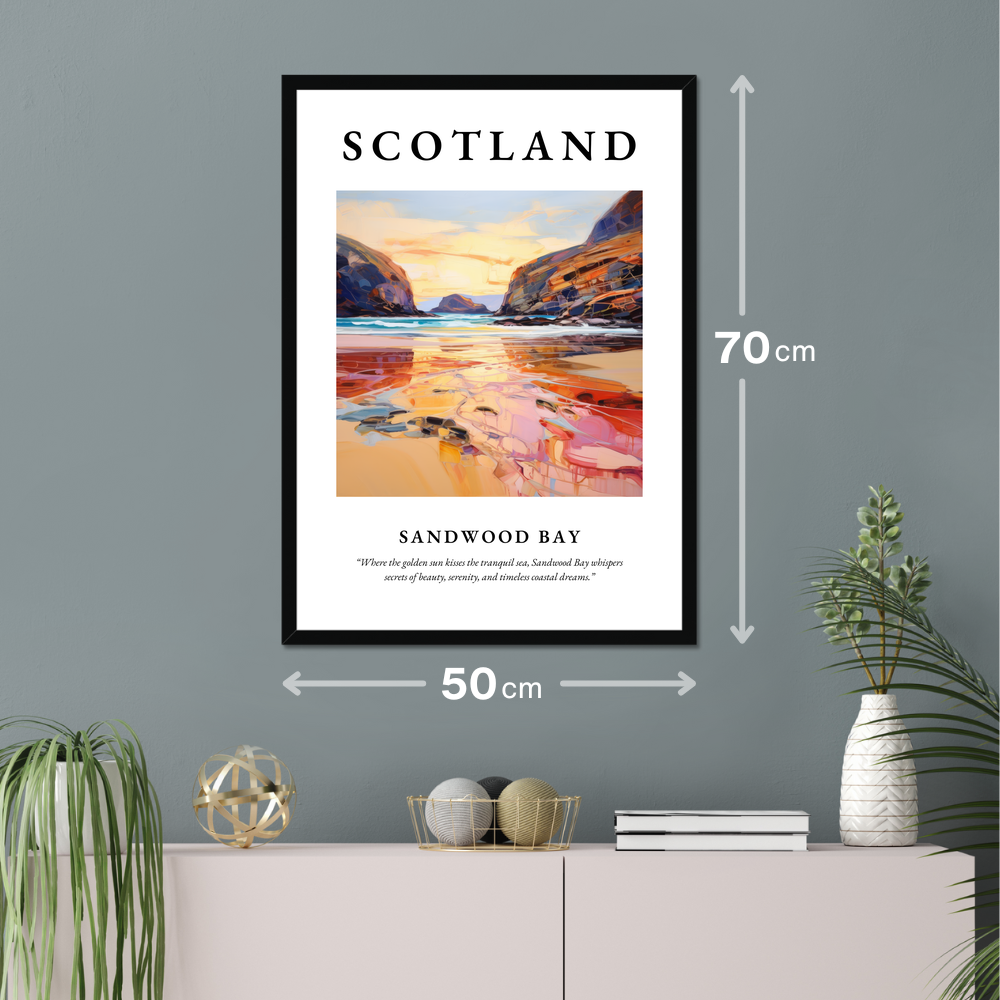 Poster of Sandwood Bay hanging on a wall