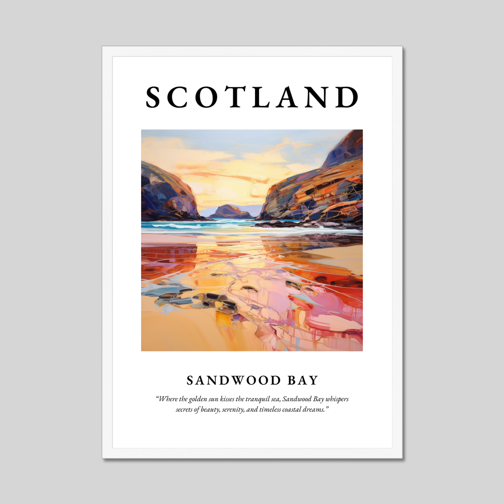 Poster in a white frame with the word Scotland