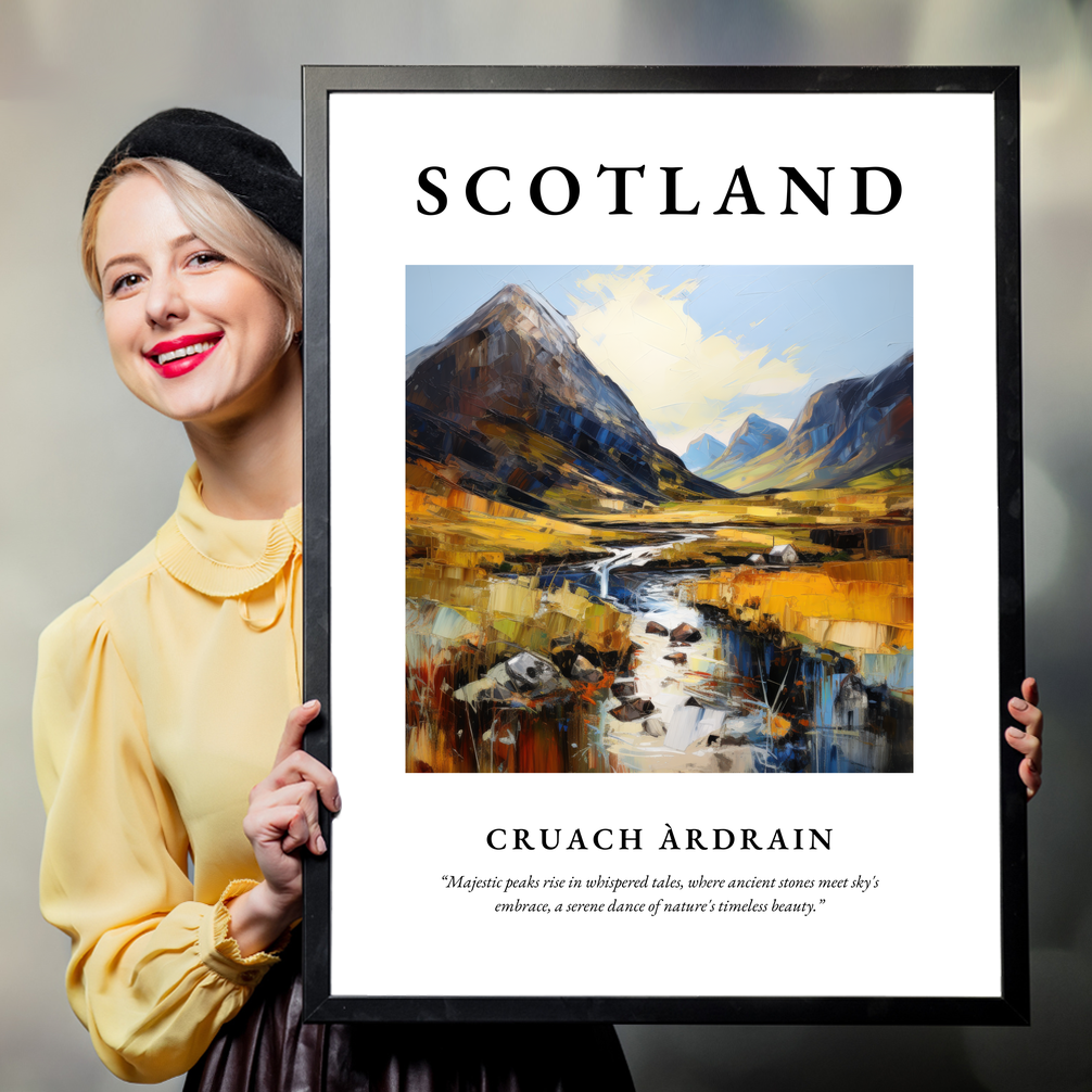 Person holding a poster of Cruach Àrdrain