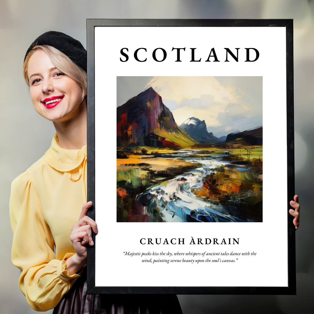 Person holding a poster of Cruach Àrdrain