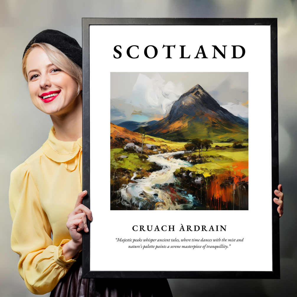 Person holding a poster of Cruach Àrdrain