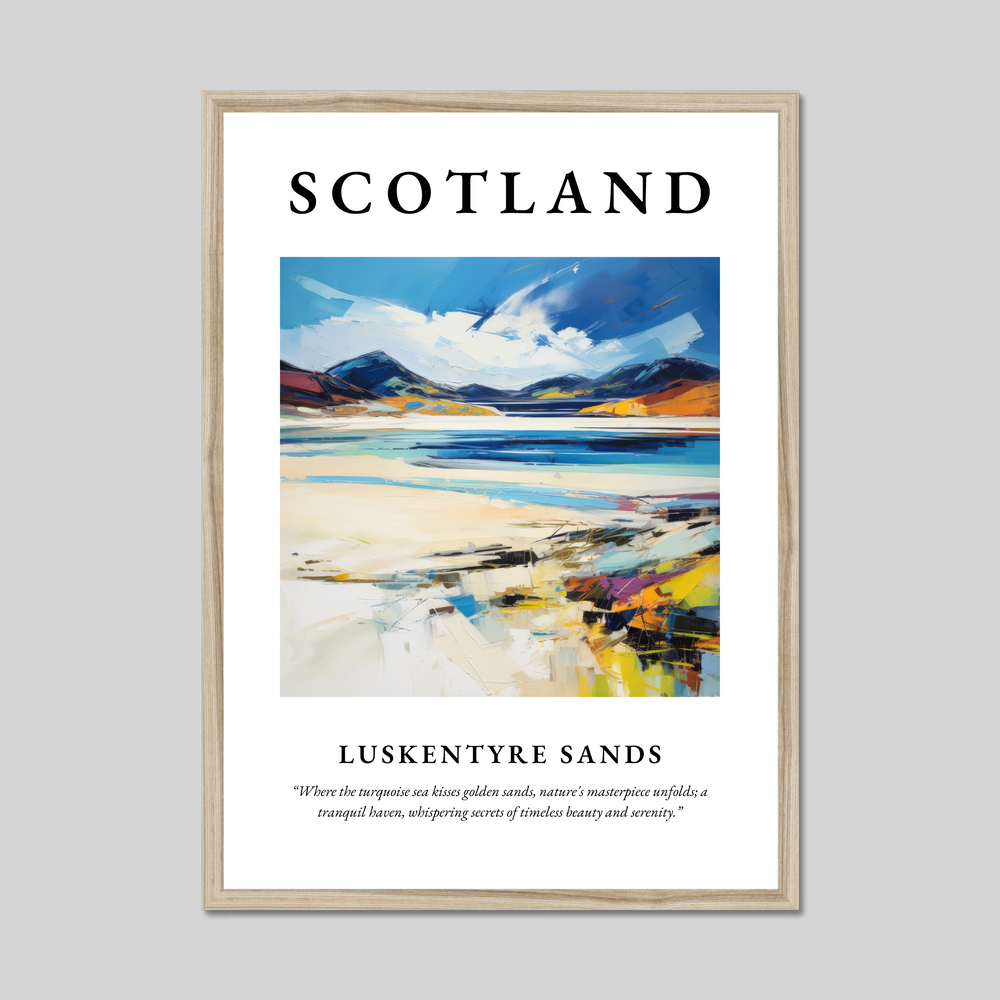 Poster in a natural frame with the word Scotland