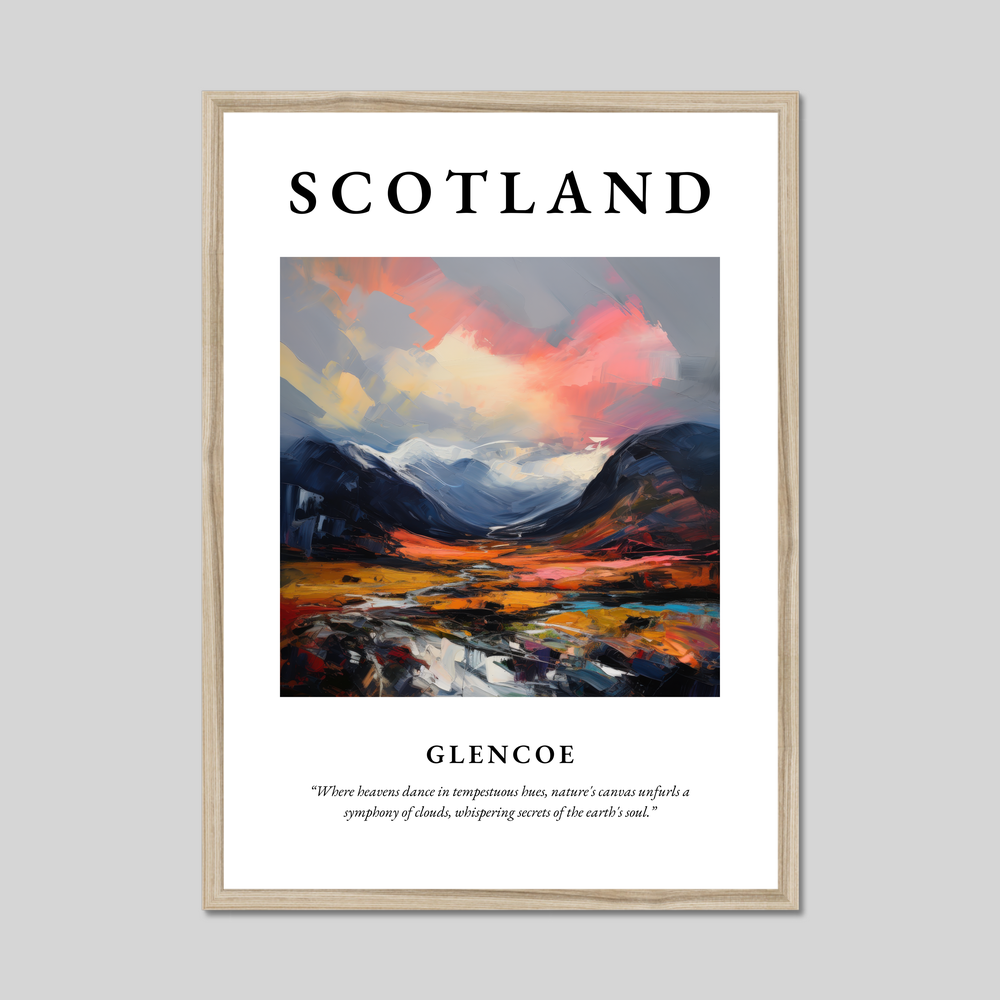 Poster in a natural frame with the word Scotland