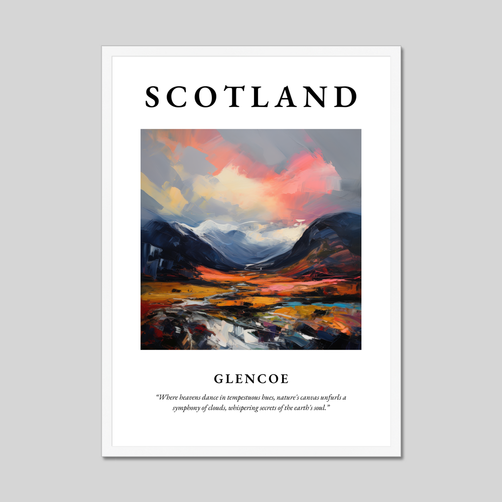 Poster in a white frame with the word Scotland