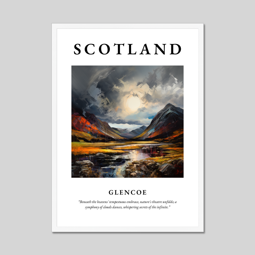 Poster in a white frame with the word Scotland