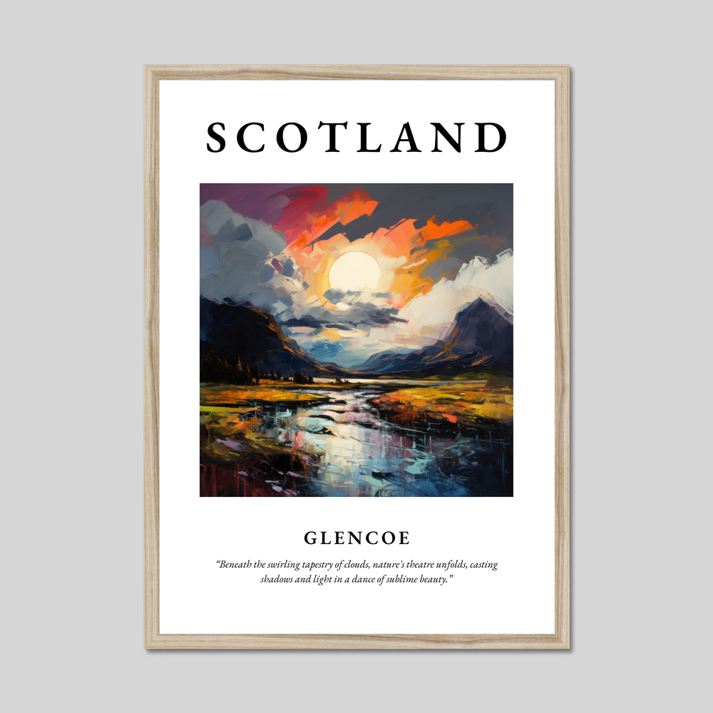 Poster in a natural frame with the word Scotland