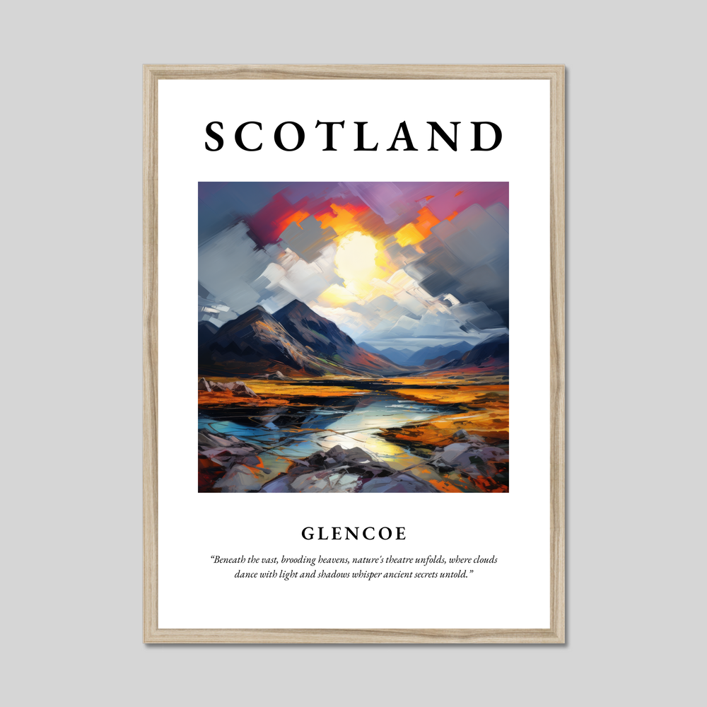 Poster in a natural frame with the word Scotland