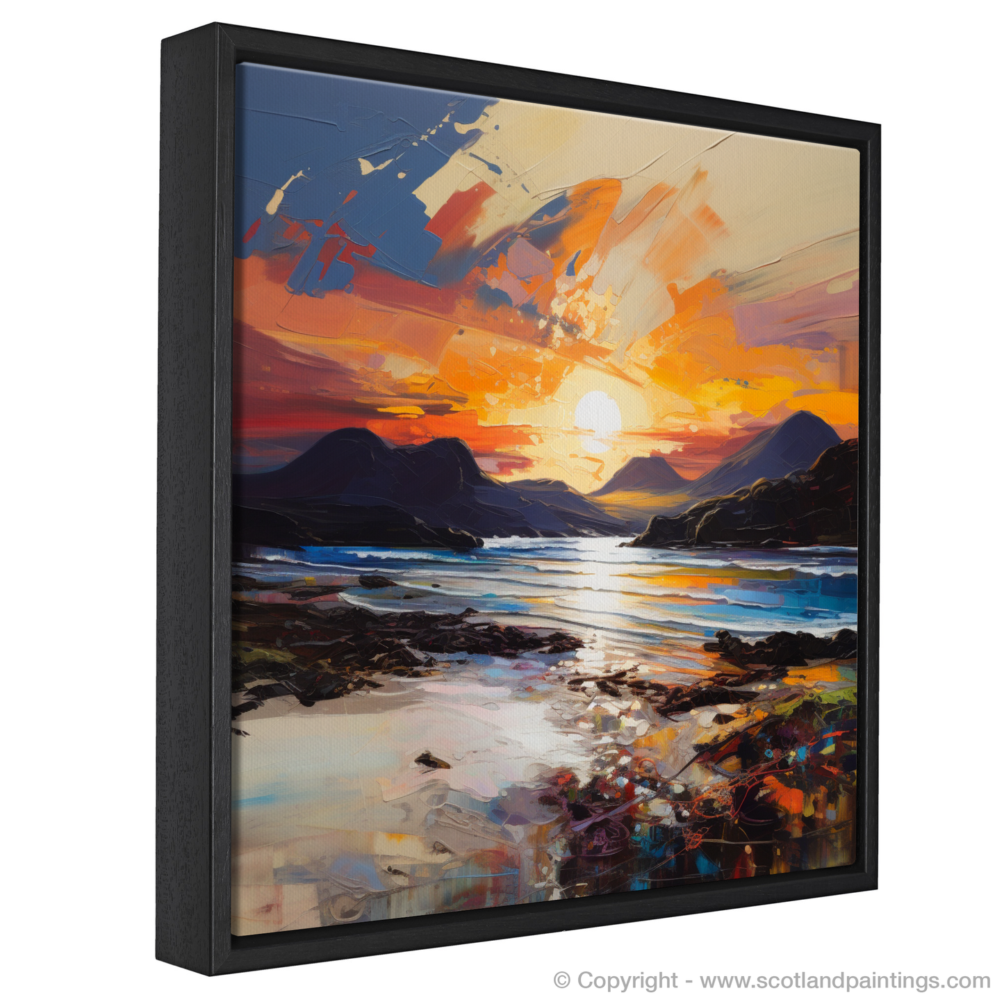 Painting and Art Print of Traigh Mhor at sunset entitled "Sunset Blaze over Traigh Mhor".