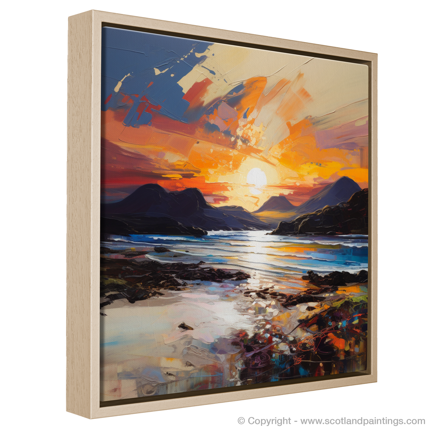 Painting and Art Print of Traigh Mhor at sunset entitled "Sunset Blaze over Traigh Mhor".