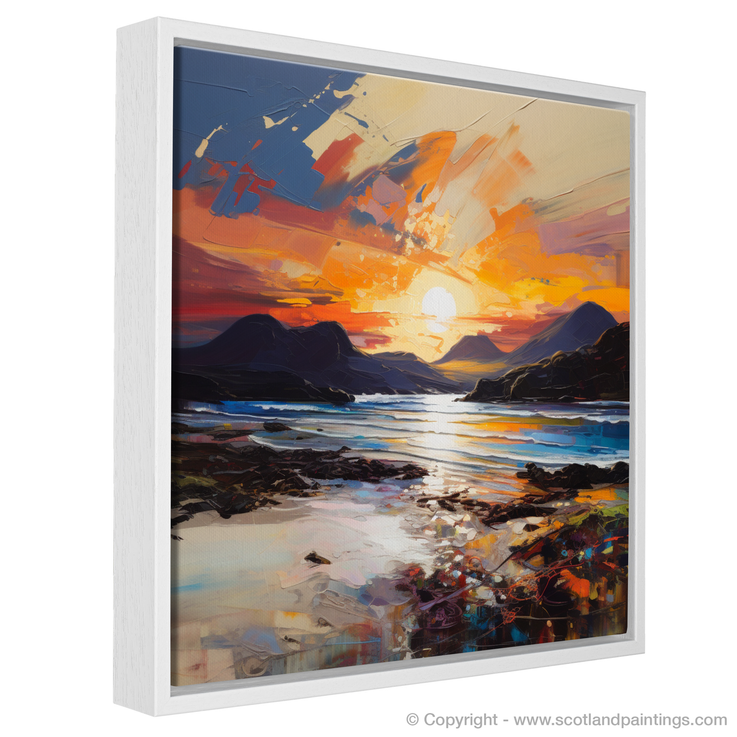 Painting and Art Print of Traigh Mhor at sunset entitled "Sunset Blaze over Traigh Mhor".