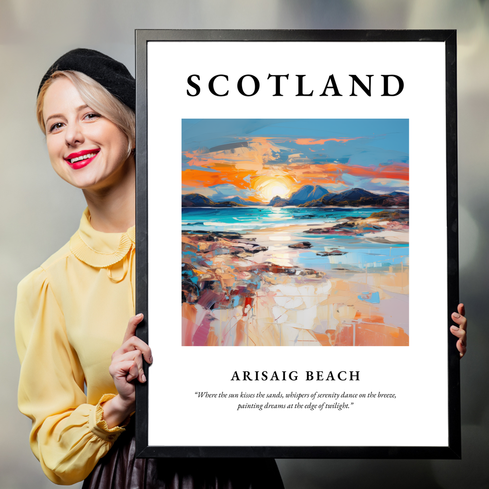 Person holding a poster of Arisaig Beach