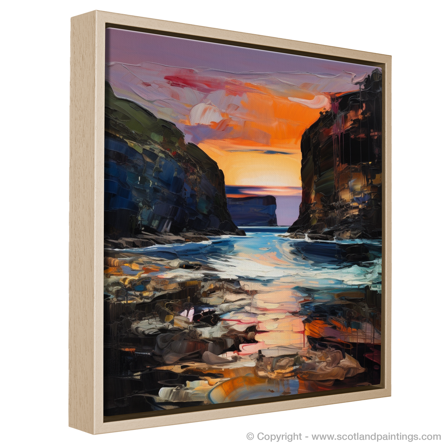 Painting and Art Print of Calgary Bay at dusk entitled "Calgary Bay at Dusk: An Expressionist Ode to Scottish Shores".