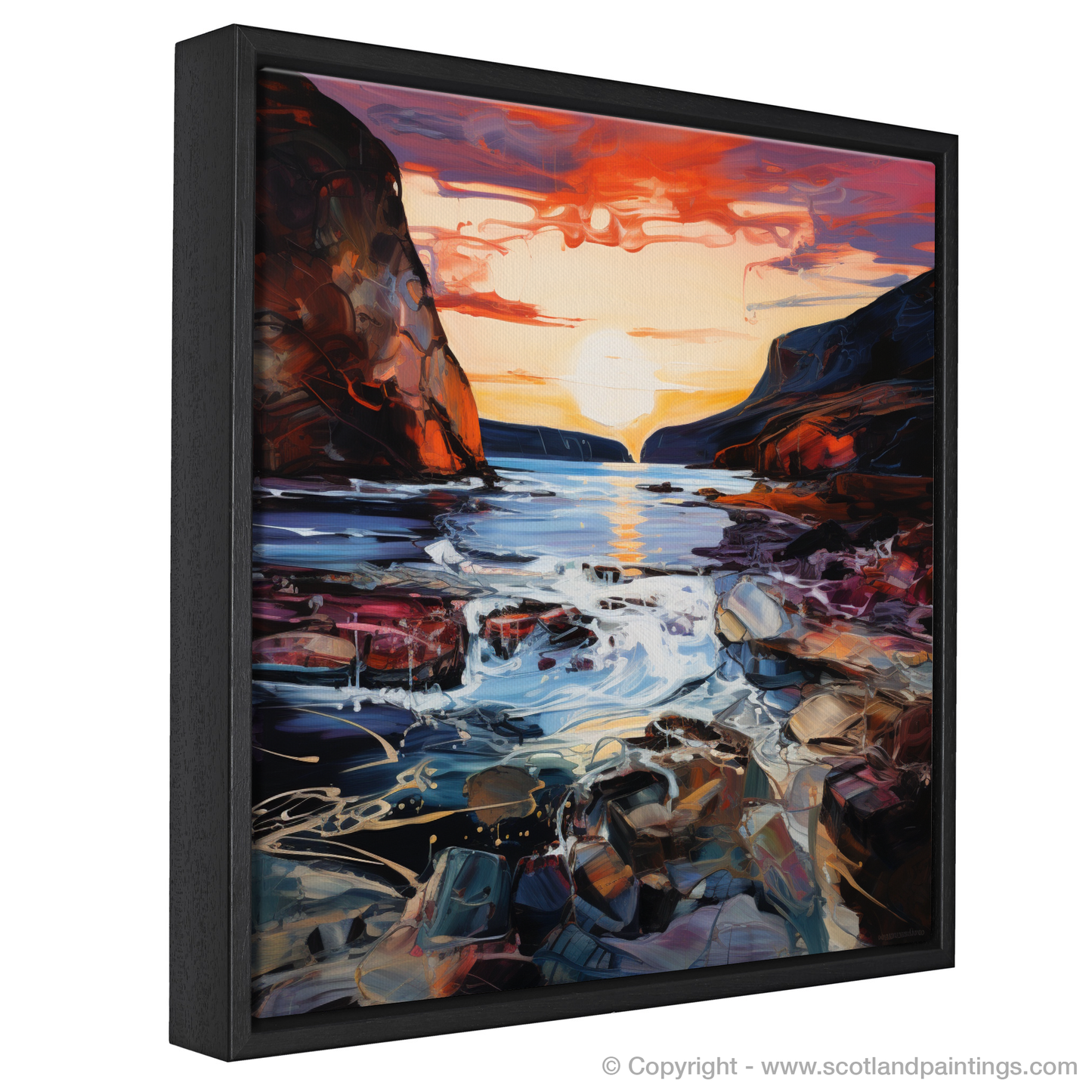 Painting and Art Print of Calgary Bay at dusk entitled "Calgary Bay Dusk Embrace".