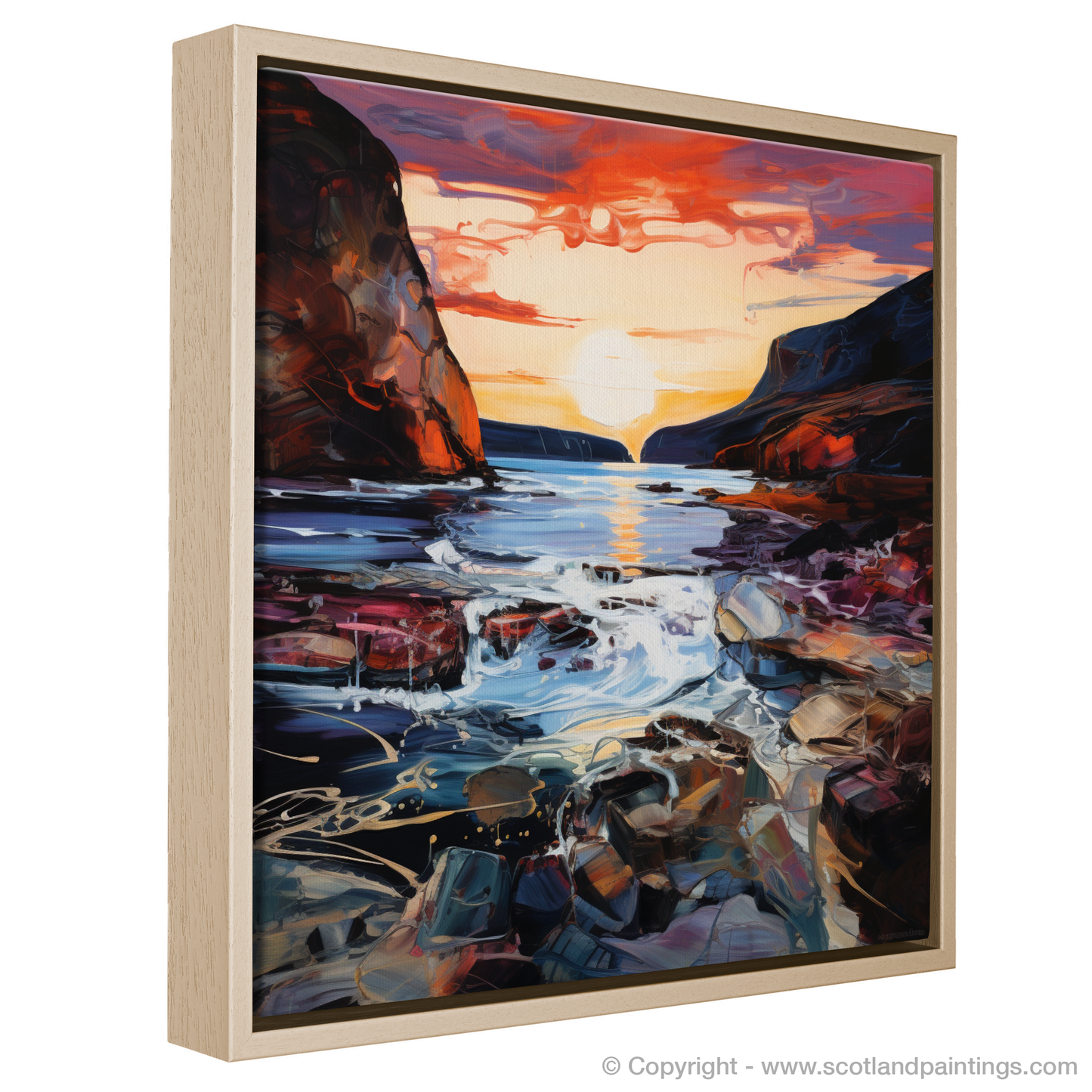 Painting and Art Print of Calgary Bay at dusk entitled "Calgary Bay Dusk Embrace".