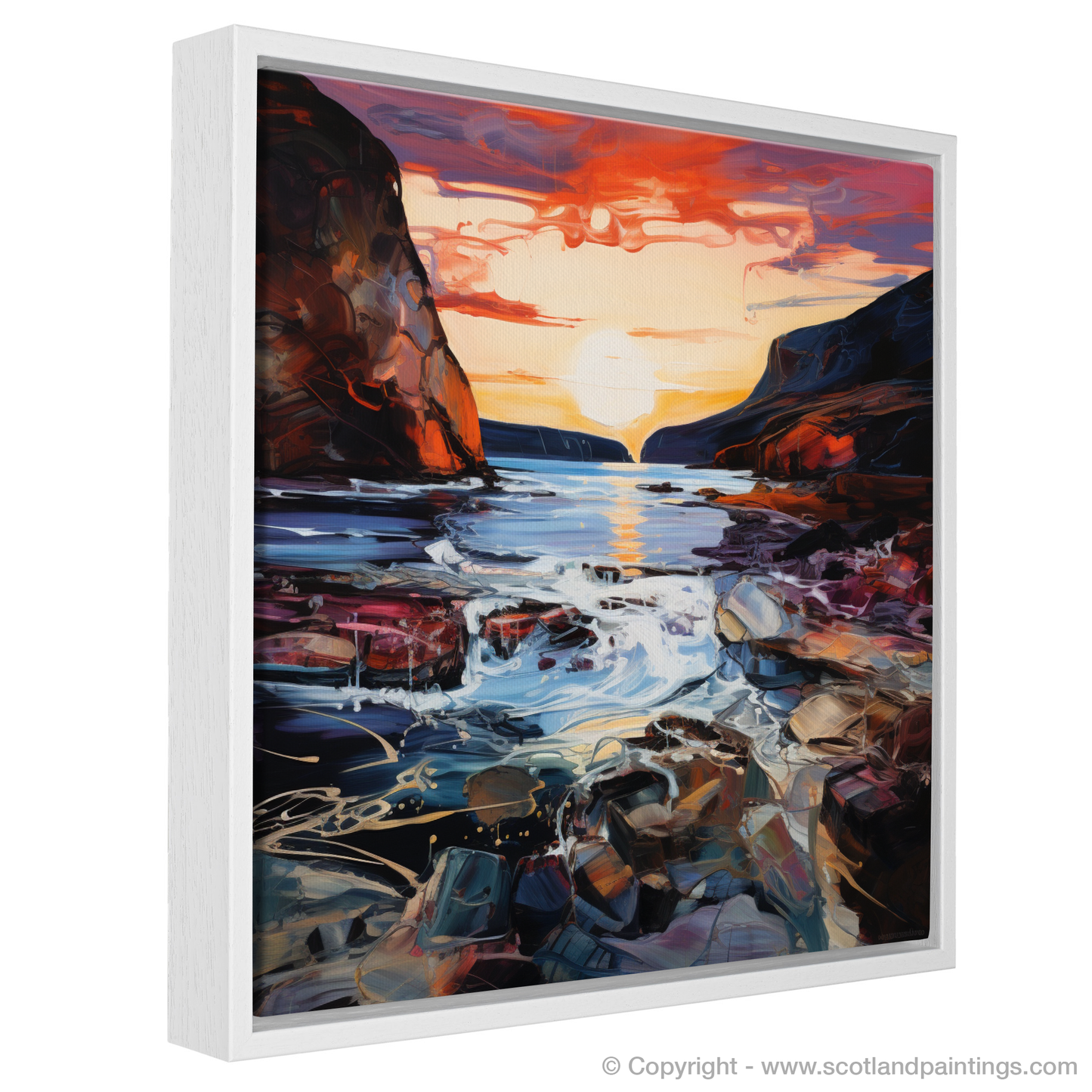 Painting and Art Print of Calgary Bay at dusk entitled "Calgary Bay Dusk Embrace".