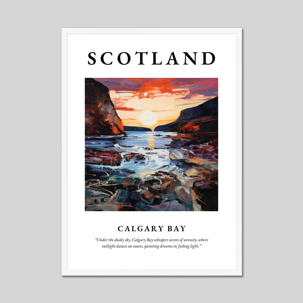 Poster in a white frame with the word Scotland