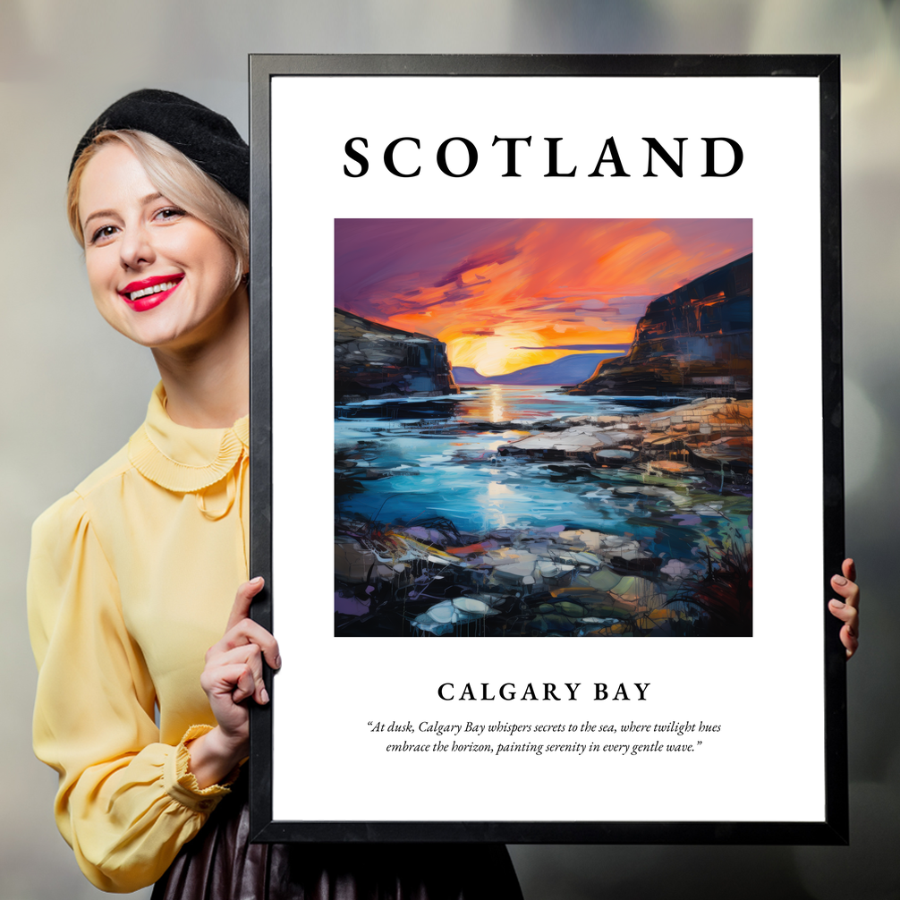 Person holding a poster of Calgary Bay