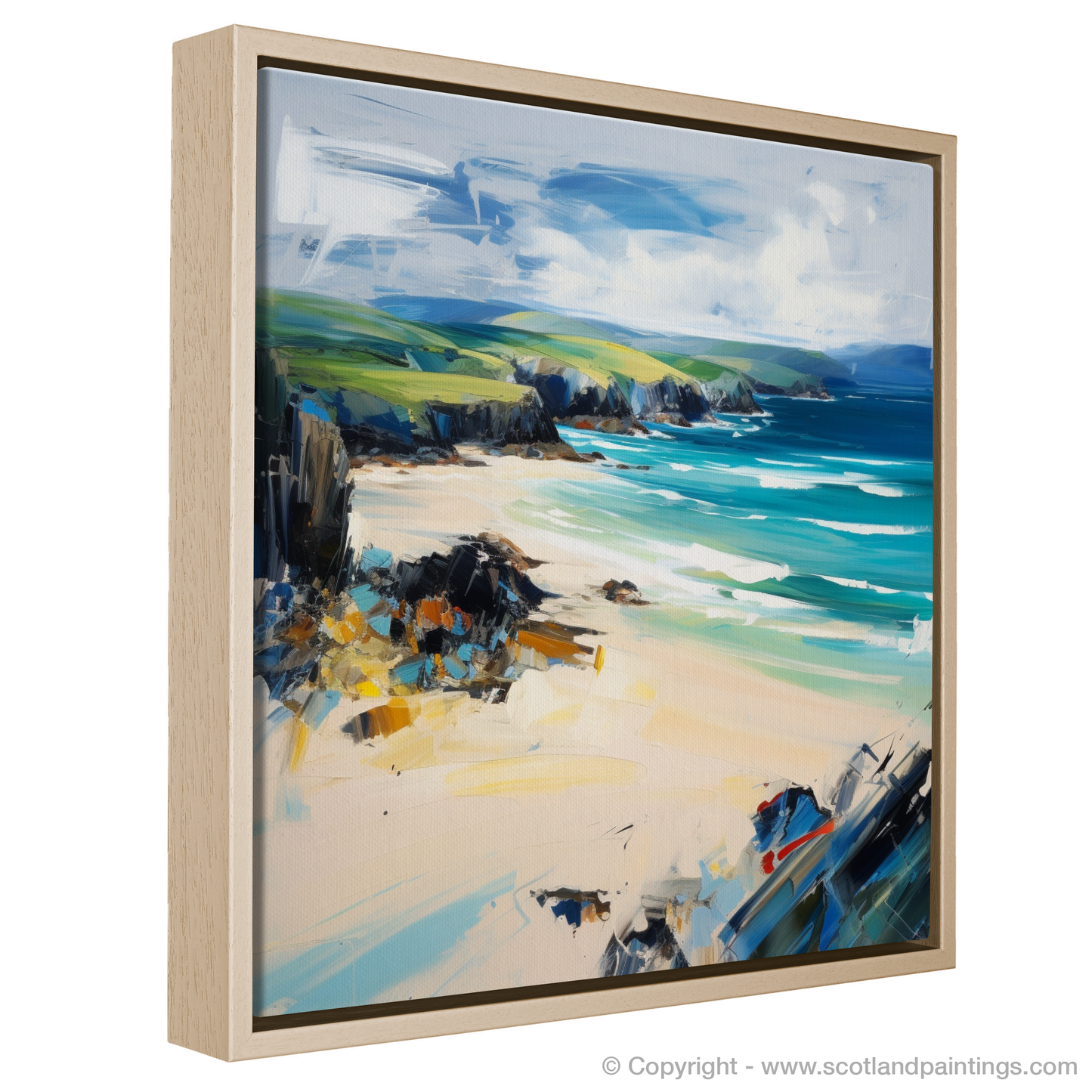 Painting and Art Print of Durness Beach, Sutherland entitled "Durness Beach: An Expressionist Journey through Scotland's Wild Coastline".