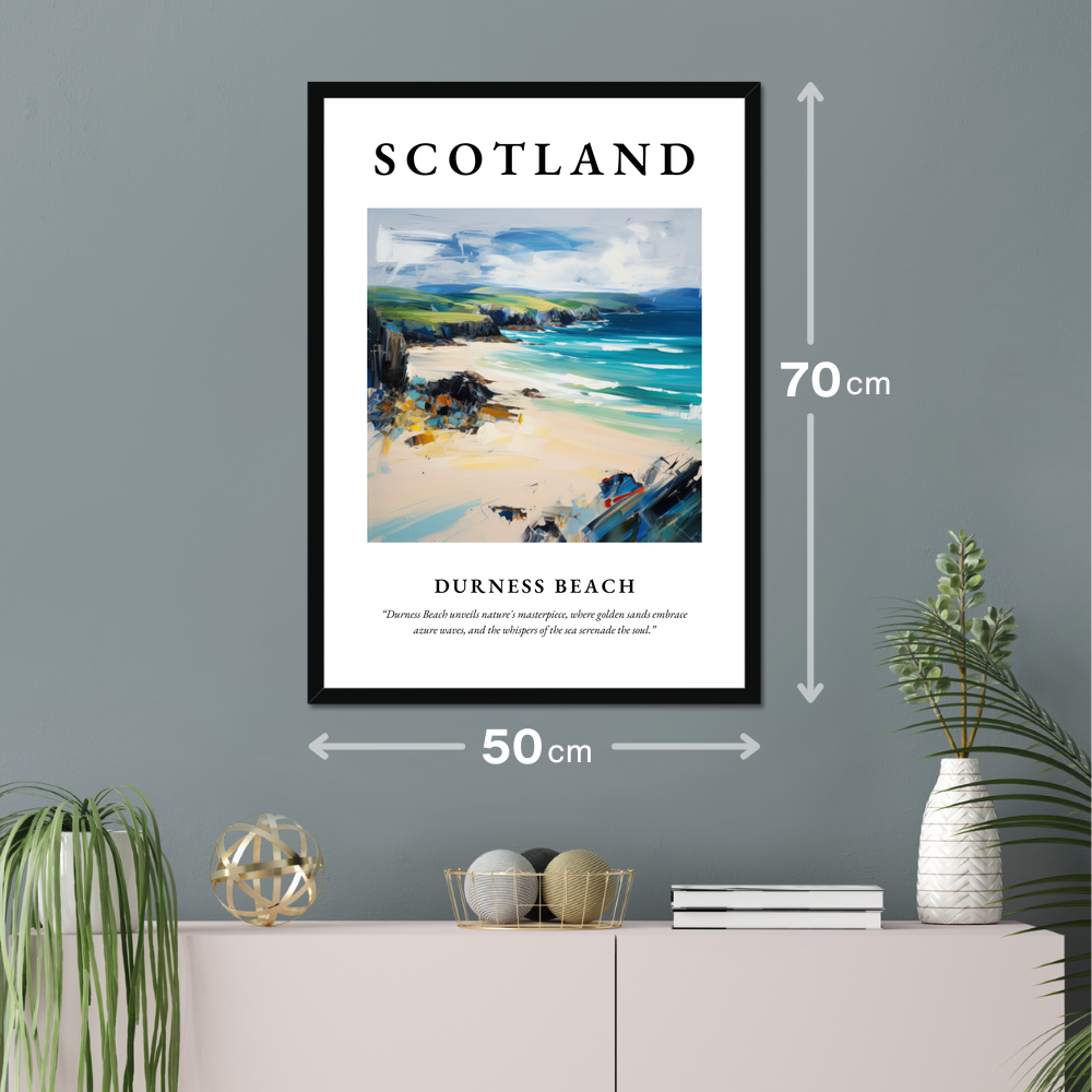 Poster of Durness Beach hanging on a wall