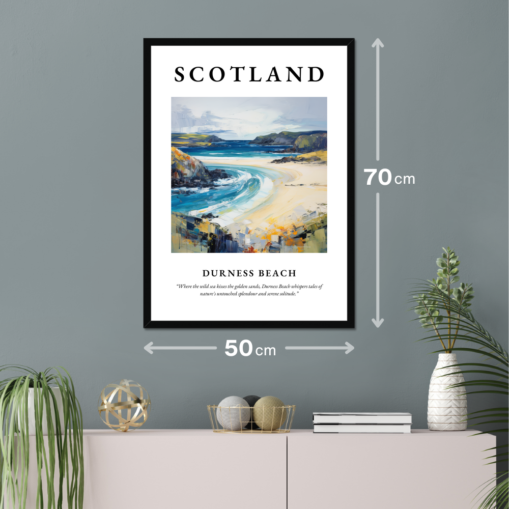 Poster of Durness Beach hanging on a wall