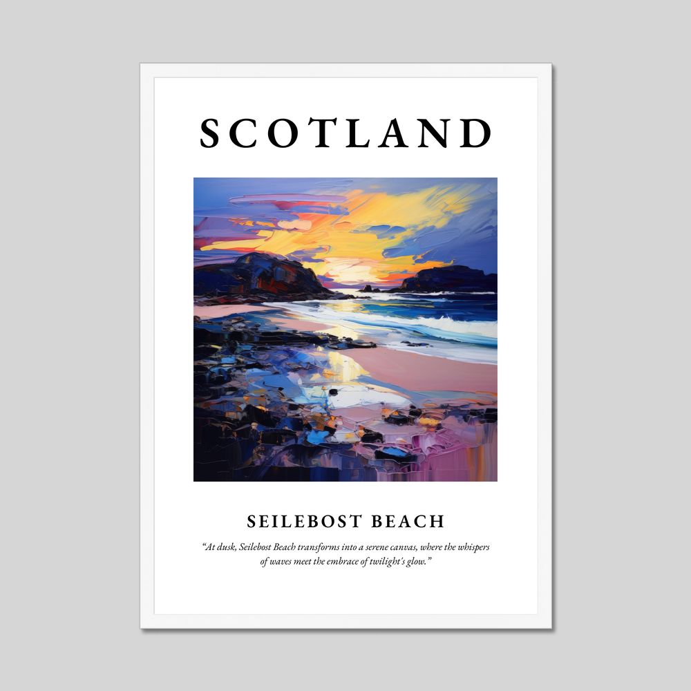 Poster in a white frame with the word Scotland