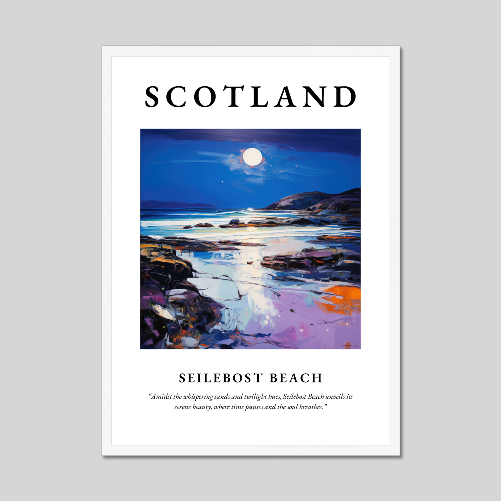 Poster in a white frame with the word Scotland