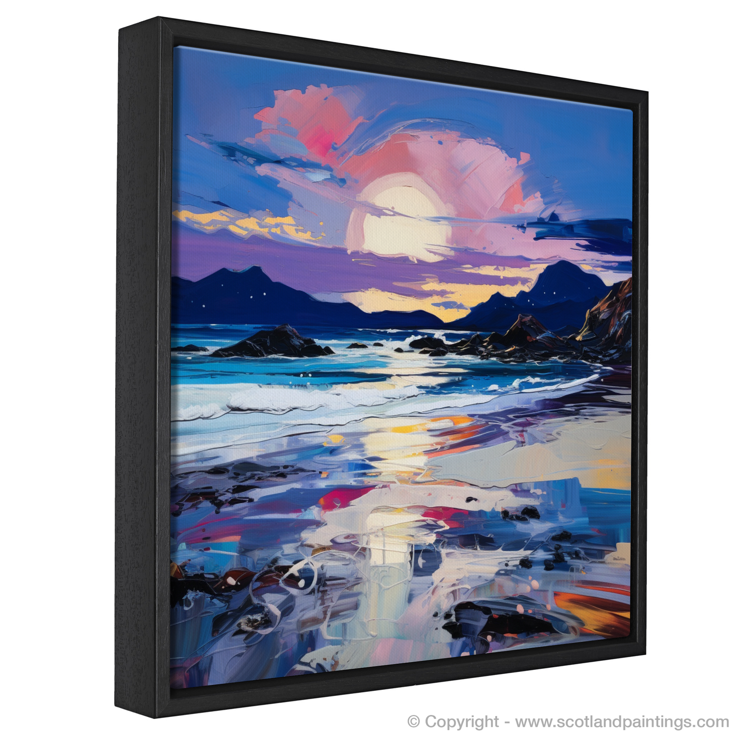 Painting and Art Print of Seilebost Beach at dusk entitled "Dusk Dance at Seilebost Beach".